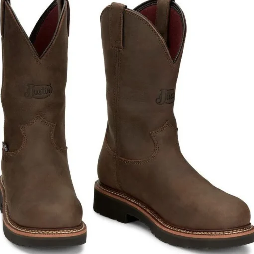 Justin Men's Carbide 11" WP Steel Toe Western Work Boot -Brown- OW4458