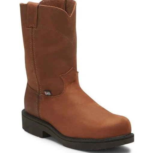 Justin Men's Cargo 10" Steel Toe Slip Resist Made In USA Work Boot -Brown- 4795
