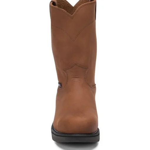 Justin Men's Cargo 10" Steel Toe Slip Resist Made In USA Work Boot -Brown- 4795