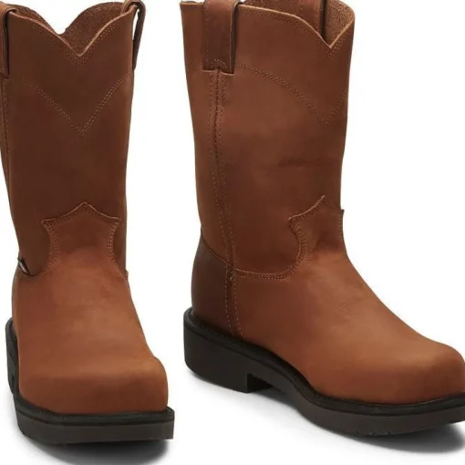 Justin Men's Cargo 10" Steel Toe Slip Resist Made In USA Work Boot -Brown- 4795