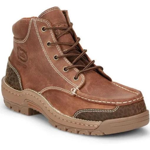 Justin Men's Corbett 5" Moc Toe WP Work Boot -Brown- SE252