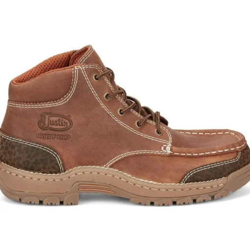 Justin Men's Corbett 5" Moc Toe WP Work Boot -Brown- SE252