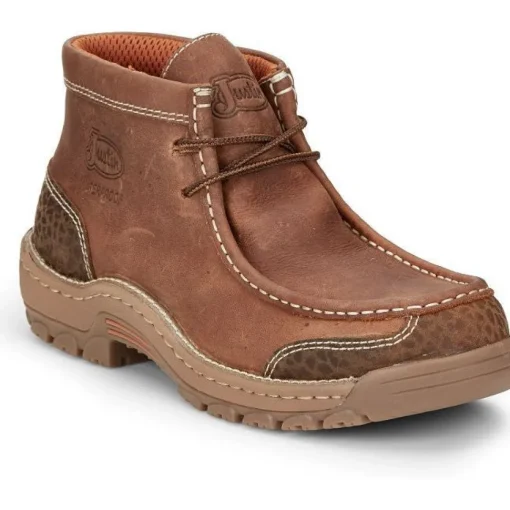 Justin Men's Crafton 4" Moc Toe WP Work Shoe -Brown- SE251