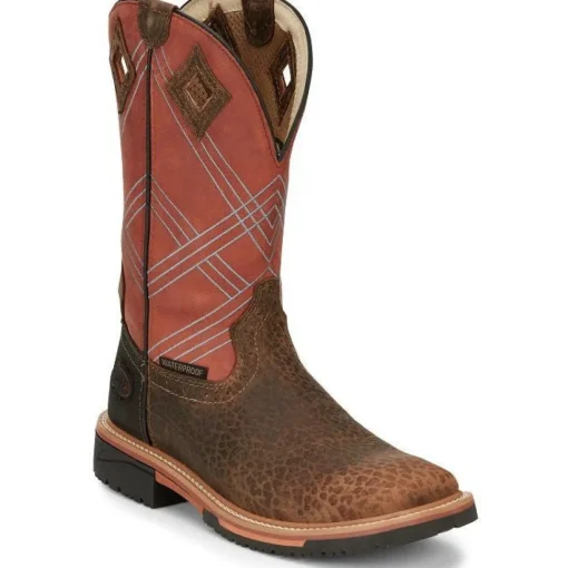 Justin Men's Dalhart 12" Waterproof Western Work Boot -Brown- SE4216