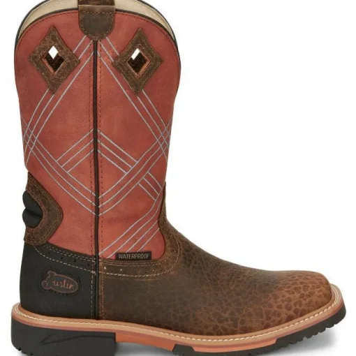 Justin Men's Dalhart 12" Waterproof Western Work Boot -Brown- SE4216