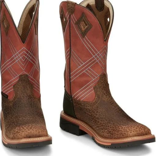 Justin Men's Dalhart 12" Waterproof Western Work Boot -Brown- SE4216