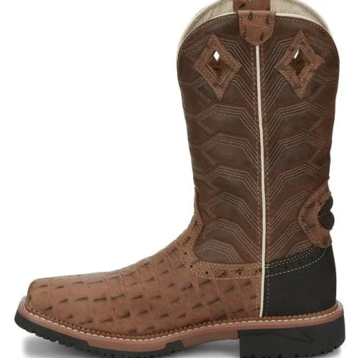Justin Men's Derrickman 12" CT Waterproof Western Work Boot -Tan- SE4839