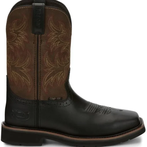 Justin Men's Driller 11" CT Wesetrn Work Boot -Black- SE4818