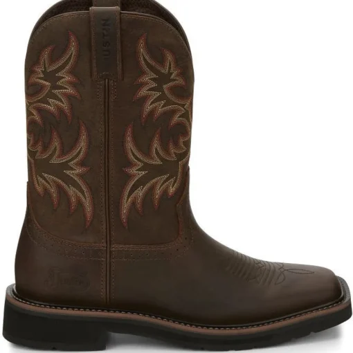Justin Men's Driller 11" Square Toe Western Work Boot -Brown- SE4683