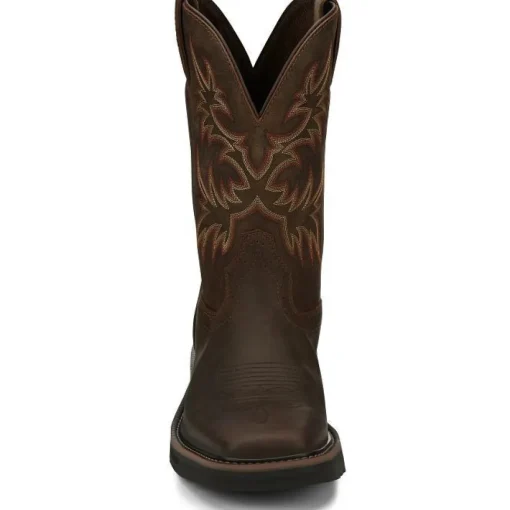 Justin Men's Driller 11" Square Toe Western Work Boot -Brown- SE4683