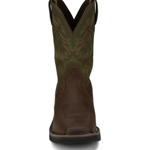 Justin Men's Driller 11" Square Toe Western Work Boot -Brown- SE4687