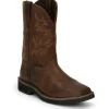 Justin Men's Driller 11" Steel Toe Western Work Boot -Brown- SE4682