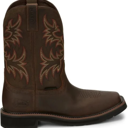 Justin Men's Driller 11" Steel Toe Western Work Boot -Brown- SE4682