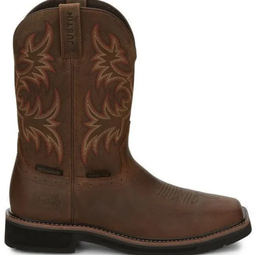 Justin Men's Driller 11" Steel Toe Western Work Boot -Brown- SE4690