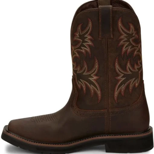 Justin Men's Driller 11" Steel Toe Western Work Boot -Brown- SE4682