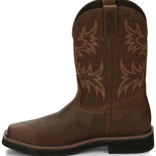 Justin Men's Driller 11" Steel Toe Western Work Boot -Brown- SE4690