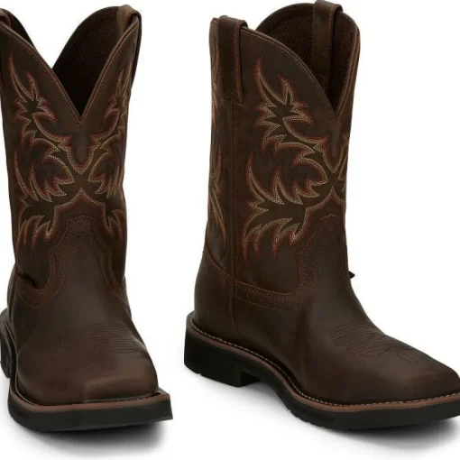 Justin Men's Driller 11" Steel Toe Western Work Boot -Brown- SE4682