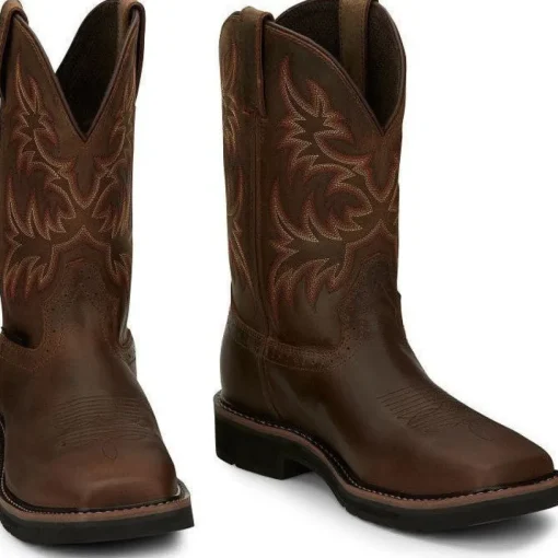 Justin Men's Driller 11" Steel Toe Western Work Boot -Brown- SE4690