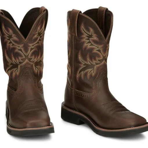 Justin Men's Driller 11" Waterproof Western Work Boot -Tan- SE4689