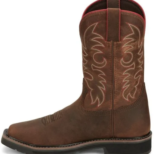 Justin Men's Driller II 11" WP Steel Toe Western Work Boot -Brown- SE3117