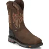 Justin Men's Driscoll 11" Steel Toe Metguard Western Work Boot -Brown- WK2112