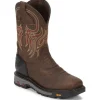 Justin Men's Driscoll 11" Steel Toe Western Work Boot -Brown- WK2111