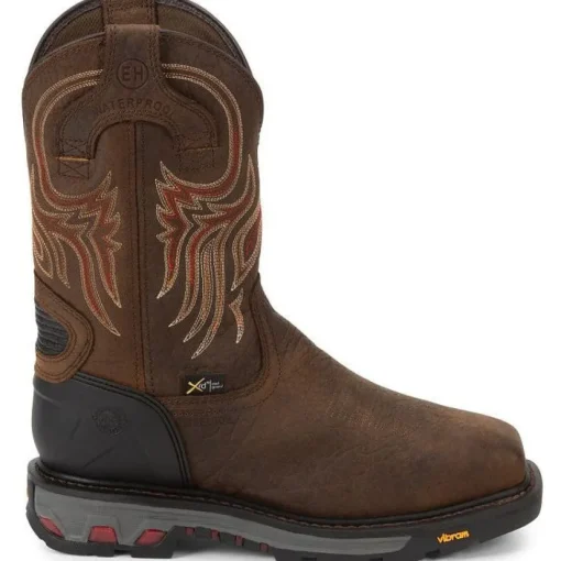 Justin Men's Driscoll 11" Steel Toe Metguard Western Work Boot -Brown- WK2112