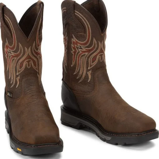 Justin Men's Driscoll 11" Steel Toe Metguard Western Work Boot -Brown- WK2112