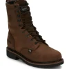 Justin Men's Drywall 8" Steel Toe WP Western Work Boot -Brown- SE961