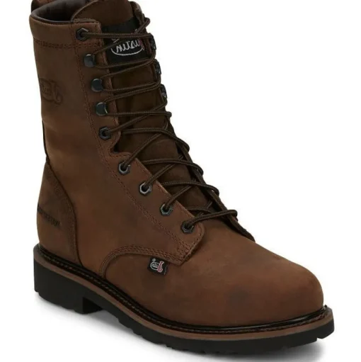 Justin Men's Drywall 8" Steel Toe WP Western Work Boot -Brown- SE961