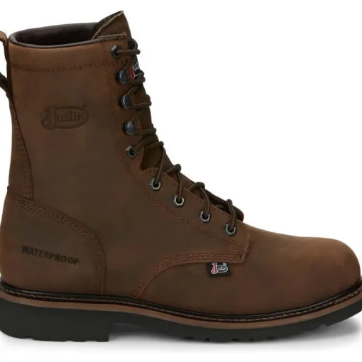Justin Men's Drywall 8" Steel Toe WP Western Work Boot -Brown- SE961