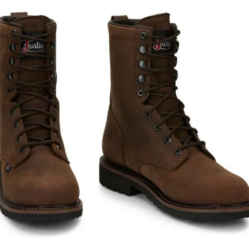 Justin Men's Drywall 8" Steel Toe WP Western Work Boot -Brown- SE961