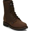 Justin Men's Drywall 8" Waterproof Work Boot -Brown- SE960