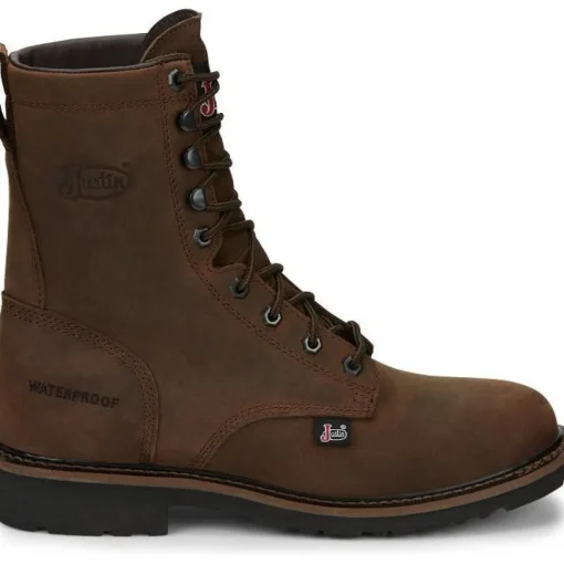 Justin Men's Drywall 8" Waterproof Work Boot -Brown- SE960