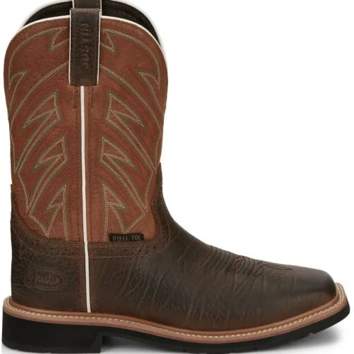 Justin Men's Electrician 11" ST Western Work Boot -Brown- SE4561