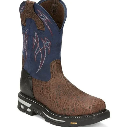 Justin Men's Frontline Hiviz 11" WP Comp Toe Western Work Boot -Brown- CR2153