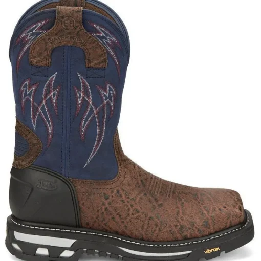Justin Men's Frontline Hiviz 11" WP Comp Toe Western Work Boot -Brown- CR2153
