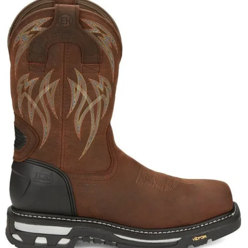 Justin Men's Frontline Hiviz 11" WP Nano Comp Toe Western Work Boot -Brown- CR2152