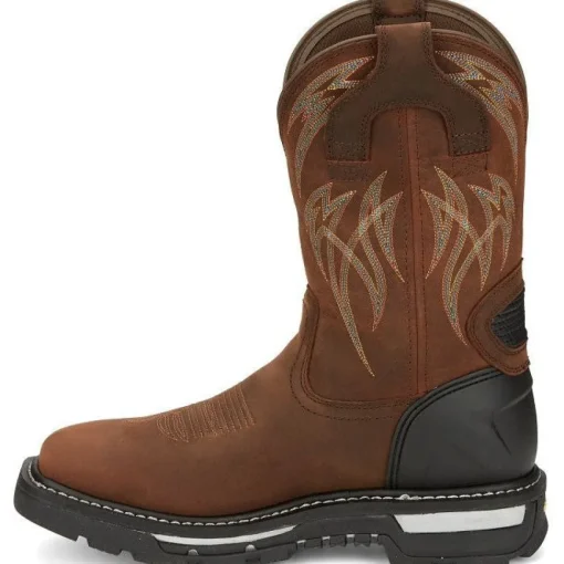 Justin Men's Frontline Hiviz 11" WP Western Work Boot -Brown- CR2151