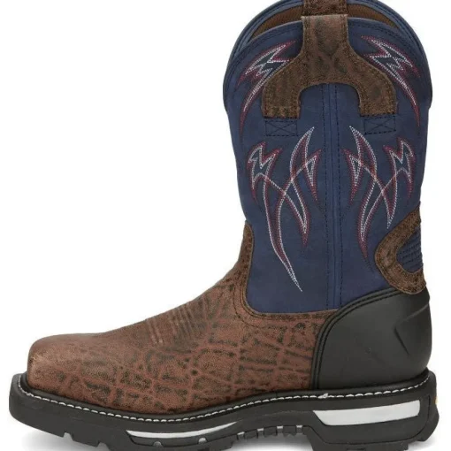 Justin Men's Frontline Hiviz 11" WP Comp Toe Western Work Boot -Brown- CR2153