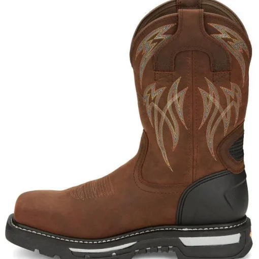 Justin Men's Frontline Hiviz 11" WP Nano Comp Toe Western Work Boot -Brown- CR2152
