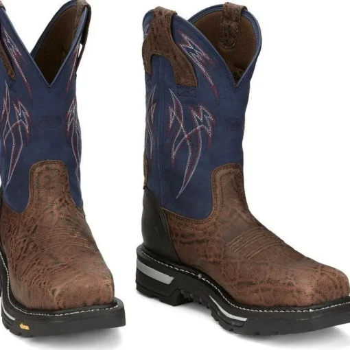 Justin Men's Frontline Hiviz 11" WP Comp Toe Western Work Boot -Brown- CR2153