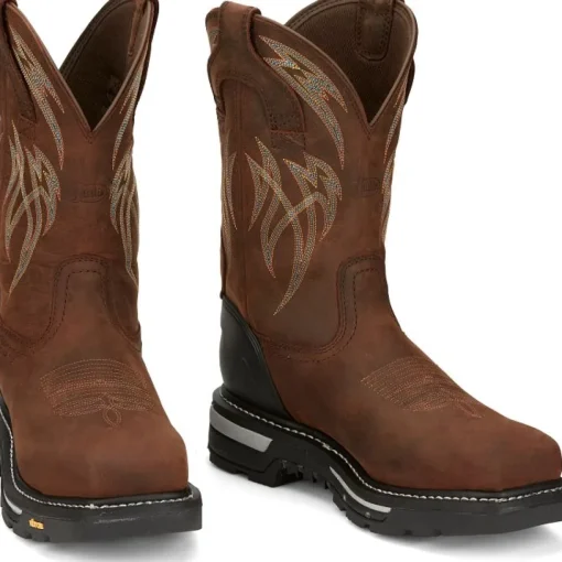 Justin Men's Frontline Hiviz 11" WP Nano Comp Toe Western Work Boot -Brown- CR2152