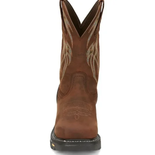 Justin Men's Frontline Hiviz 11" WP Nano Comp Toe Western Work Boot -Brown- CR2152