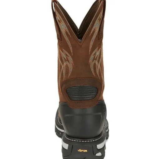 Justin Men's Frontline Hiviz 11" WP Nano Comp Toe Western Work Boot -Brown- CR2152