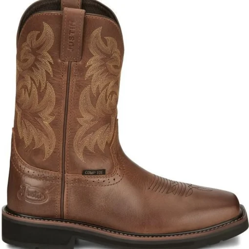 Justin Men's Handler 11" CT Western Work Boot -Brown- SE4824