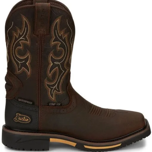 Justin Men's Joist 11" Comp Toe Western Work Boot - Brown - SE4625