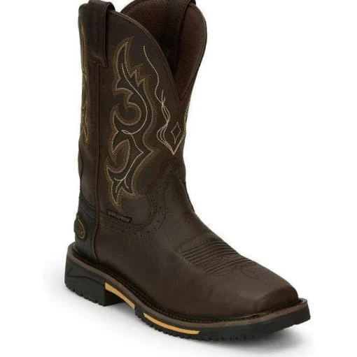Justin Men's Joist 11" Waterproof Western Work Boot -Brown- SE4624