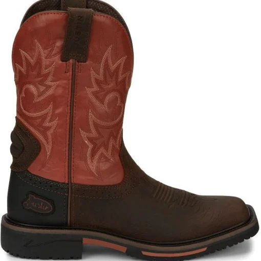 Justin Men's Joist 11" Waterproof Western Work Boot -Brown- SE4944