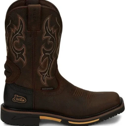 Justin Men's Joist 11" Waterproof Western Work Boot -Brown- SE4624